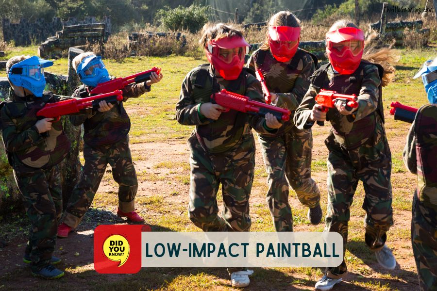 Kids playing low-impact paintball