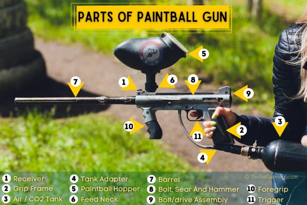 Parts and components of paintball gun
