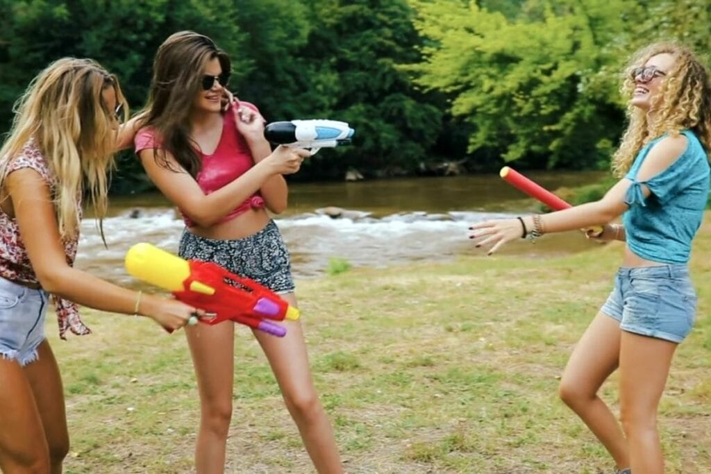 Playing with water guns