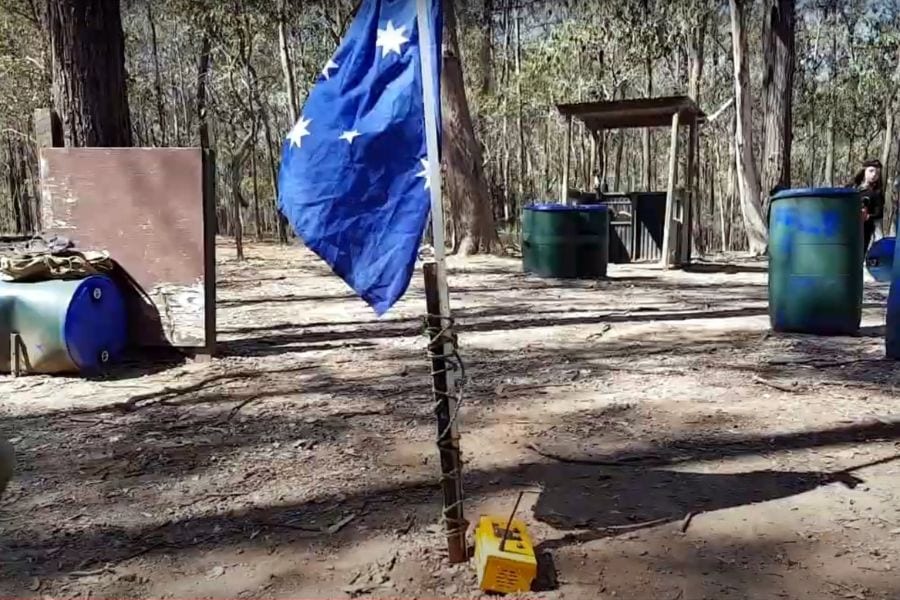 The flag in capture the flag laser tag outdoors