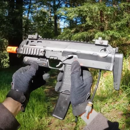 Playing with airsoft gun